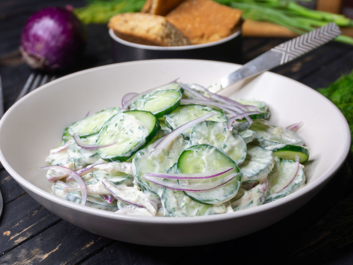 Creamy cucumber salad recipe