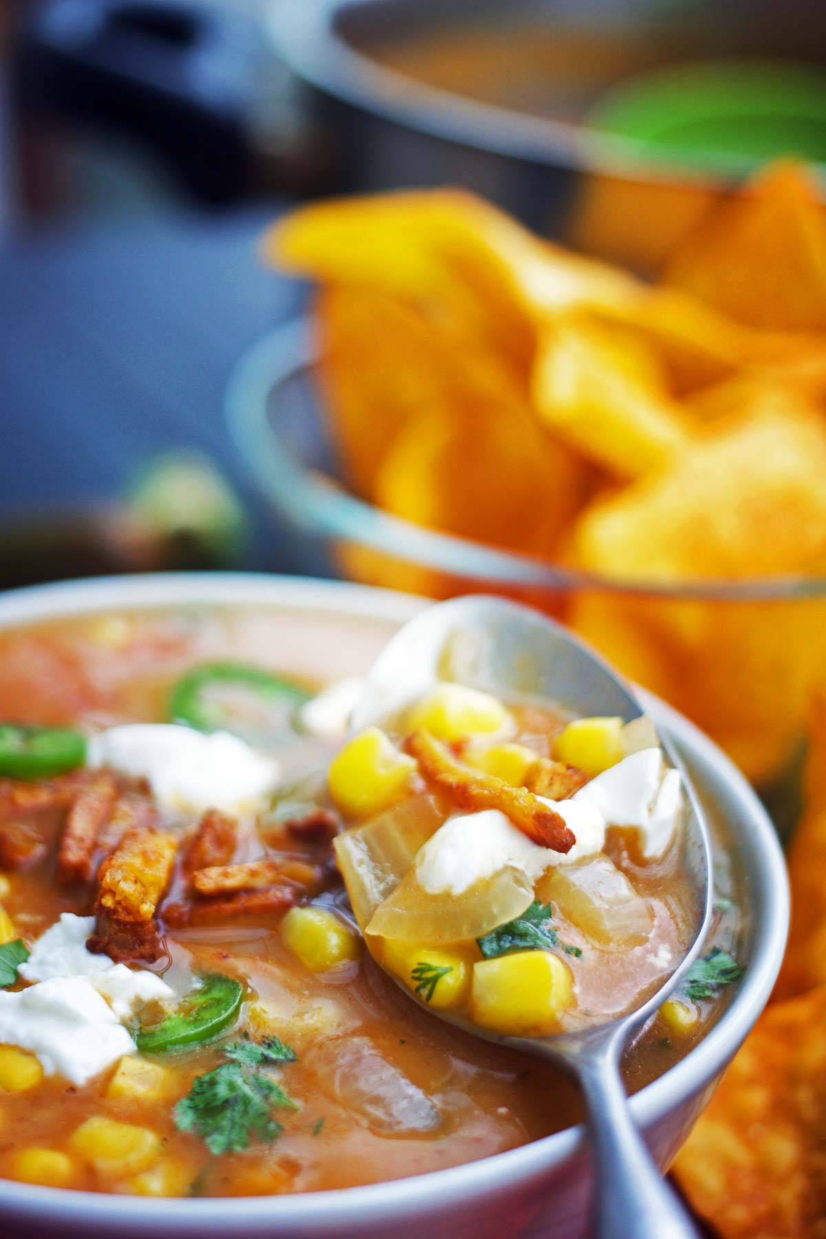 Mexican corn soup with coconut milk