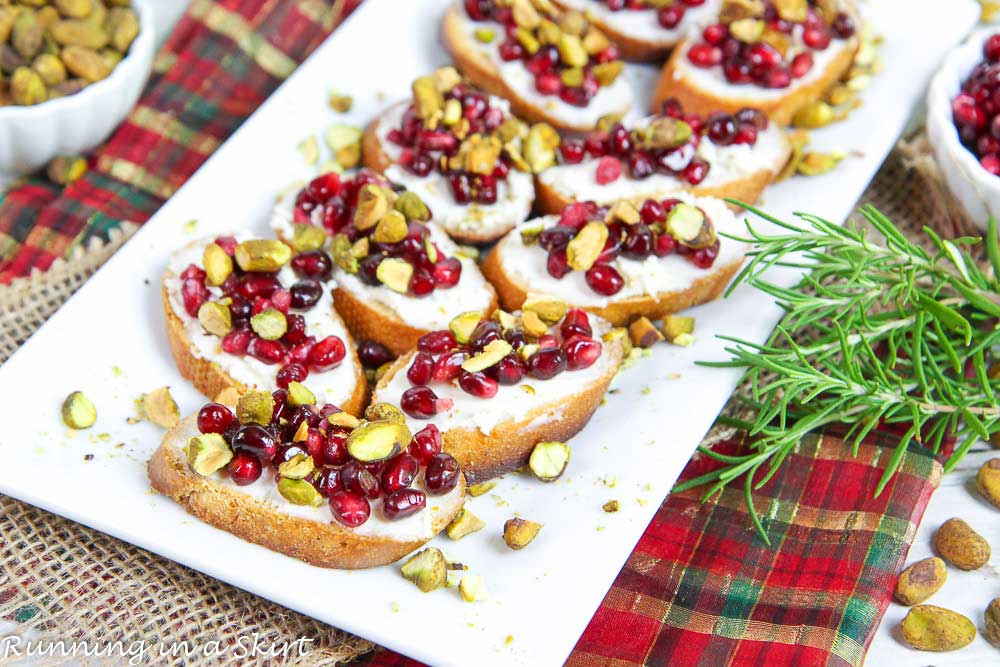 Pomegranate Pistachio Goat Cheese Crostini