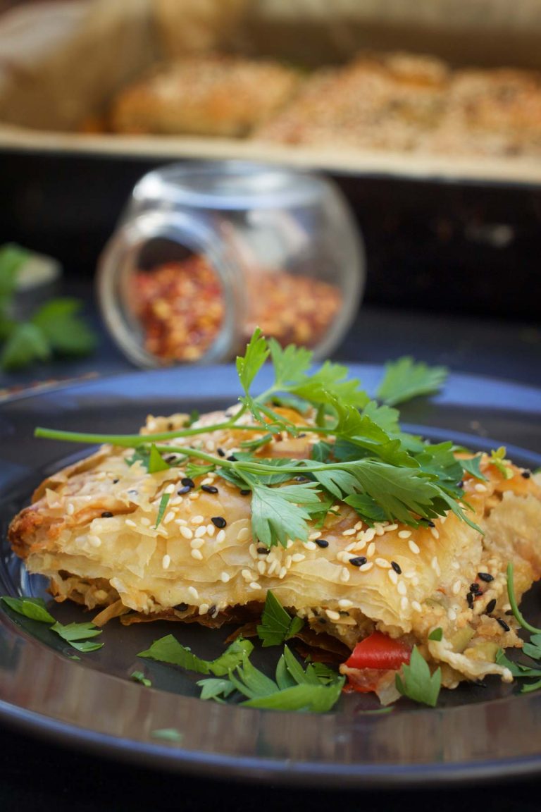 Vegan Greek Eggplant Pie recipe placinta cu vinete