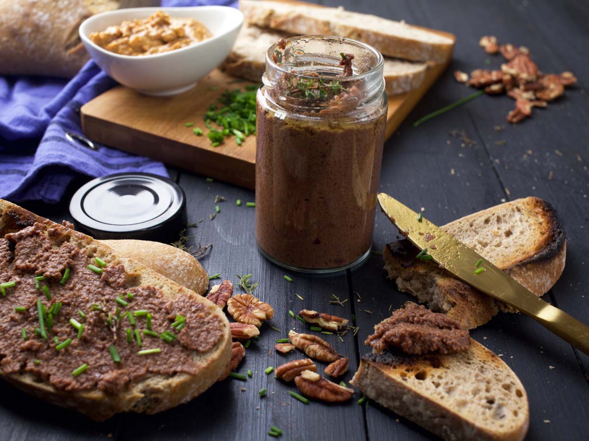 Vegan Mushroom Pâté homemade spread on toast