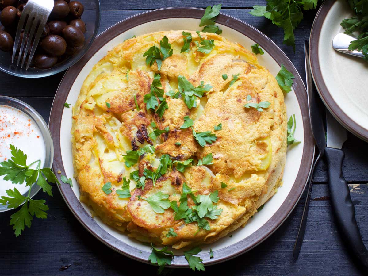 Vegan Potato Tortilla cu cartofi