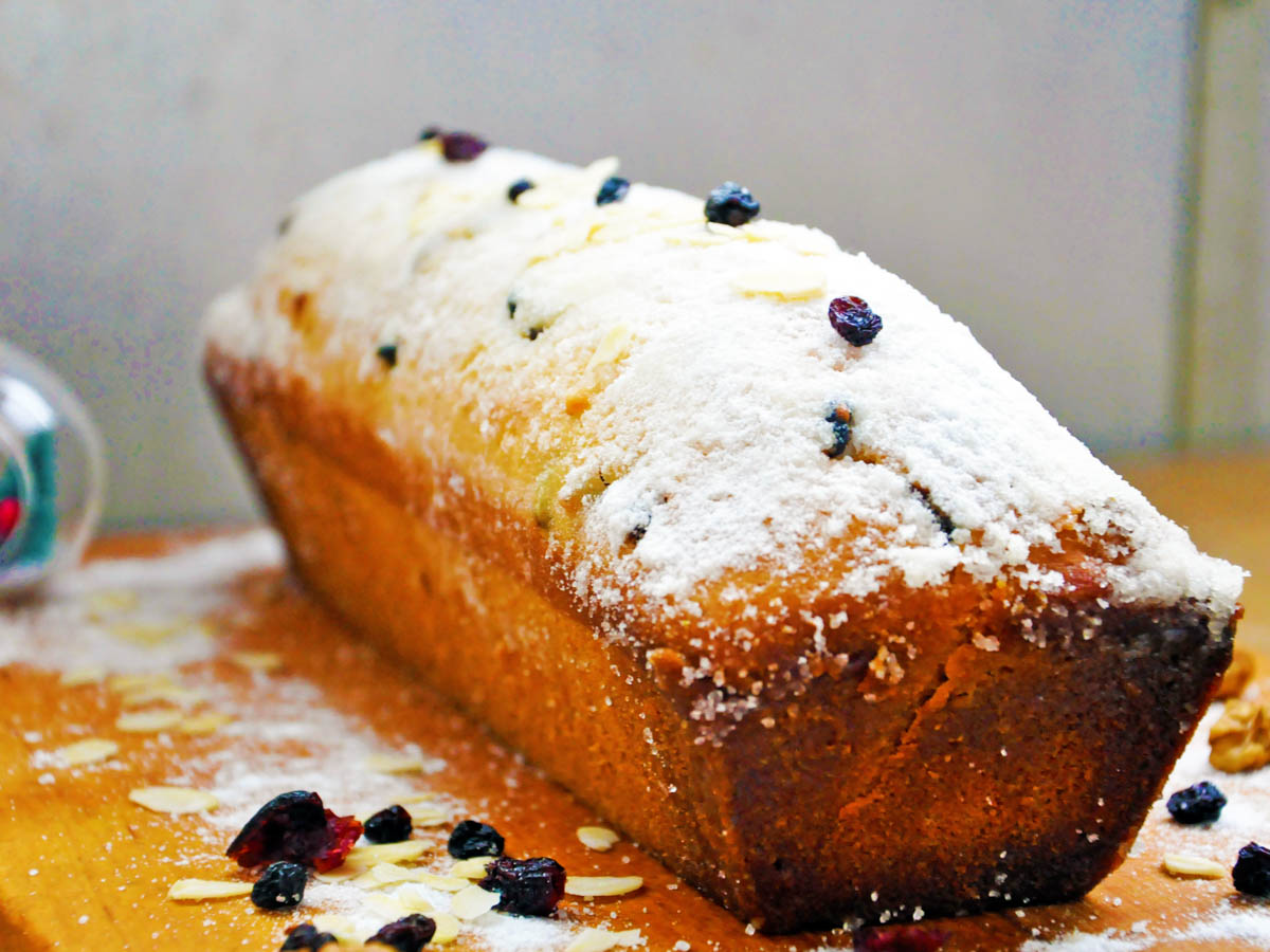 Vegan Pound Cake with Cranberries Christmas Sweet Bread