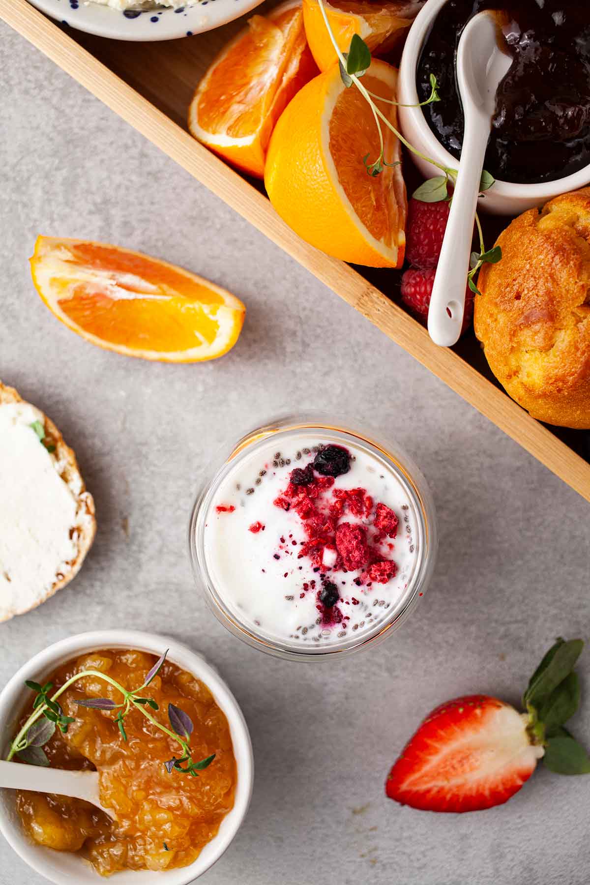 Vegetarian breakfast board Meat-free breakfast assortment