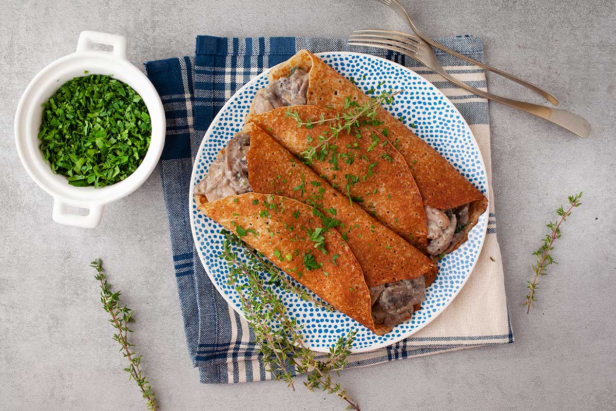 Vegetarian Mushroom crepes 